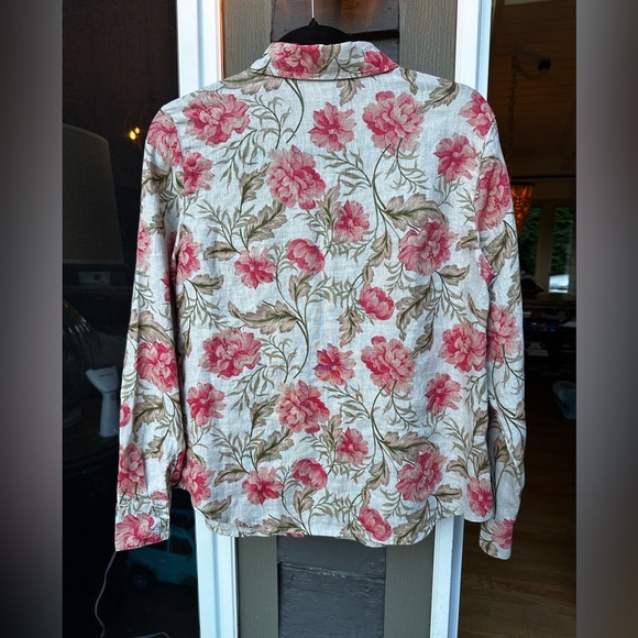 Joie Women’s Pink and Beige Linen Floral Shirt Size Small - Picture 3 of 5